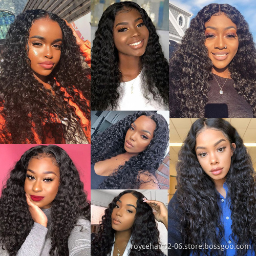 Wholesale Glueless Lace Wig Vendor Peruvian Virgin Human Hair Deep Wave Curly 13x6 Transparent Lace Front Wig With Baby Hair